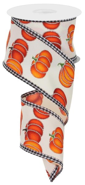 2.5"X10YD Stitch PUMPKIN/ROYAL/CHECK Ivory/Fall RGA846533