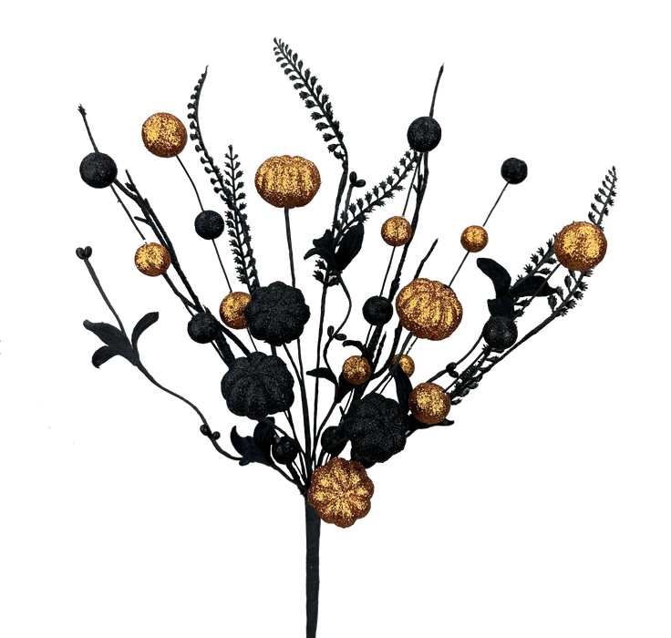 Glitter Pumpkin Ball Pick 17" 57228ORBK - DecoExchange®