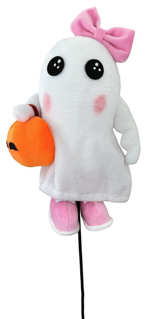 Ghost w Pumpkin Spray H21xW6xD4 White 57372WT