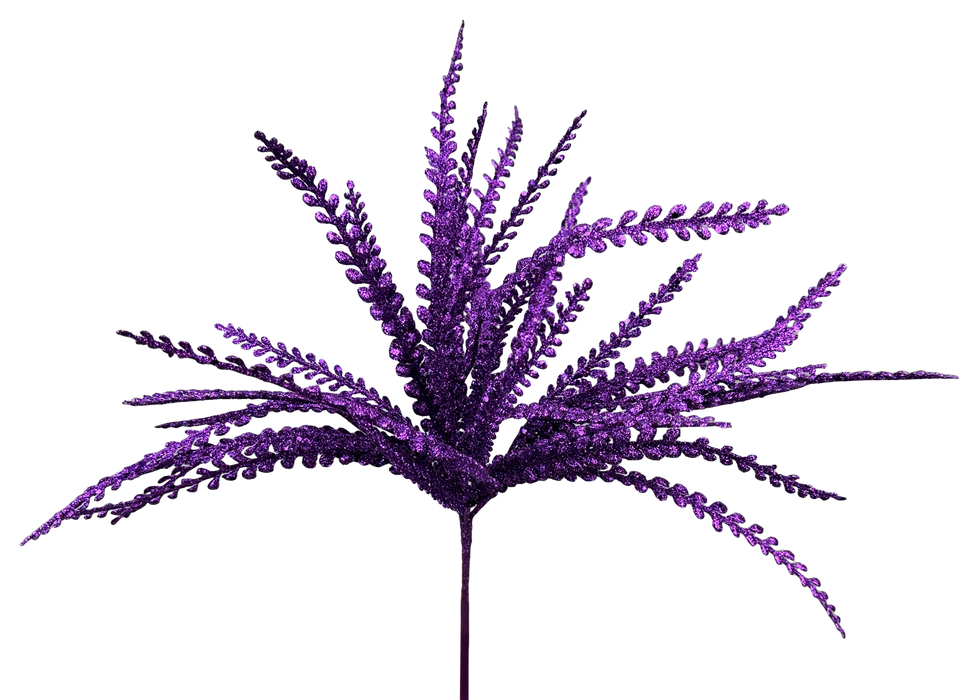 Glitter Plastic Leaves Bush 16in 57485PU