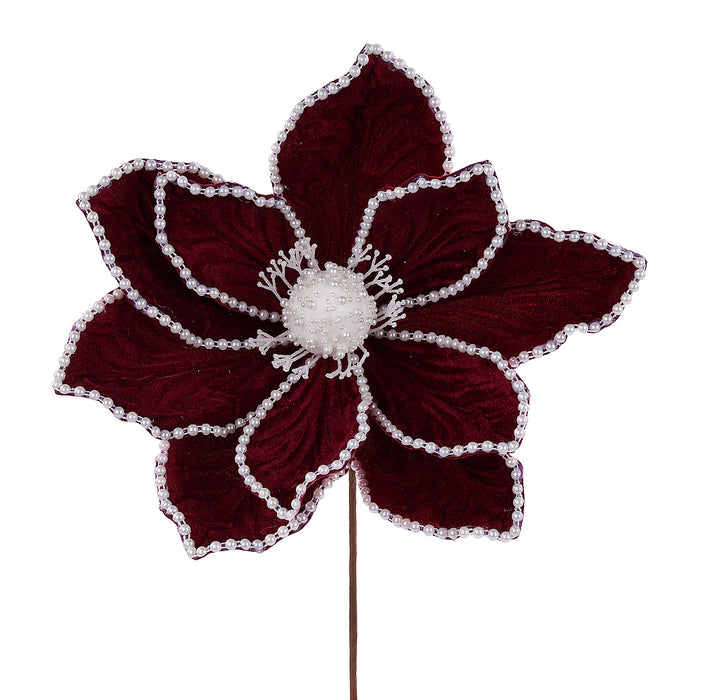 11"DIA Velvet/Pearl Magnolia Stem, 16"L Burgundy/Ivory XS765905