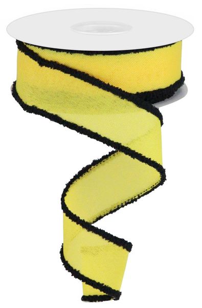 1.5"X10YD Value Faux BURLAP/DRIFT Yellow/Black RC501029