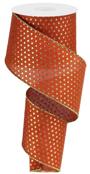 2.5"X10YD Royal Swiss Dots Rust/Gold RG0190858