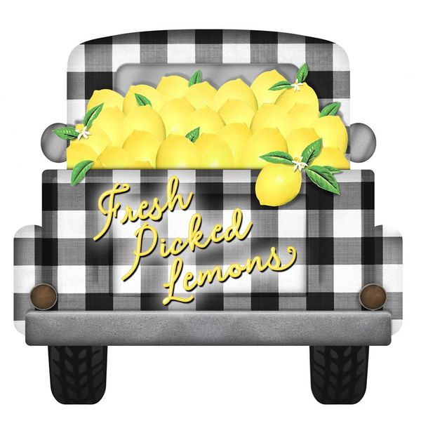 12"L x 11.5"H Fresh Picked Lemons Truck Yellow/Black/White AP7140