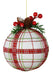 5’’Dia Plaid Ball Orn W/Greenery White/Red/Green XJ5108 Pick