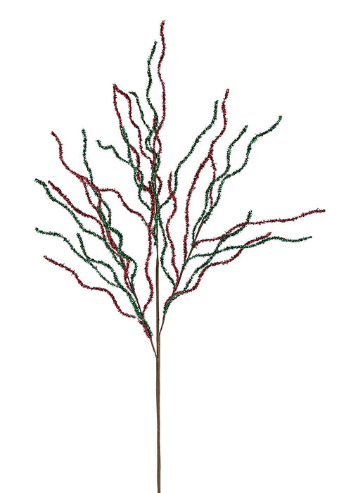 38"L Folded Foil/Glttr Wild Twig Spray Red/Emerald Green XS163361