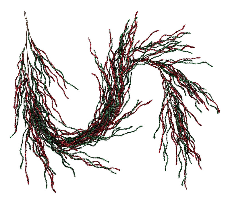 6'L Glitter/Folded Foil Twig Garland Red/Emerald Green XS162661