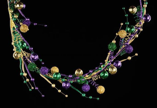 5'L Glitter Bead/Tubing/Ball Garland Mardi Gras HG4049 - DecoExchange