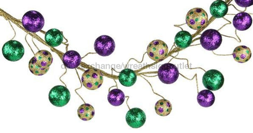 5'L Glitter Dot Ball Garland Mardi Gras HG4038 - DecoExchange