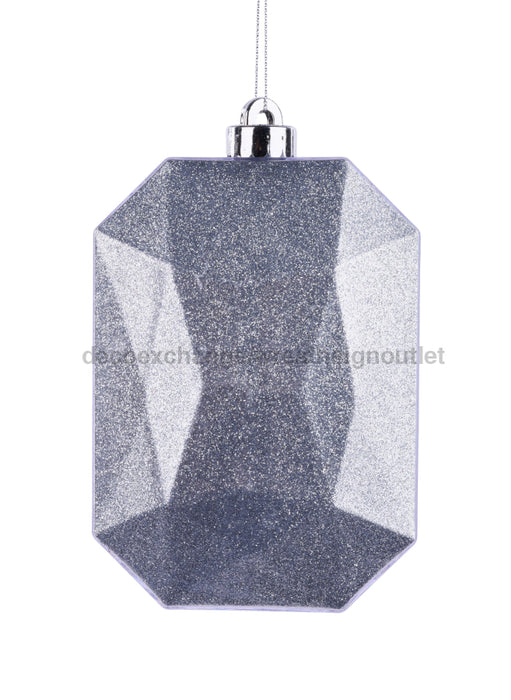 6.25’’L X 4.25’’W Glitter Rect Gem Orn Silver XJ716726 Gem