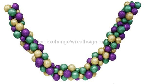 6' Deluxe Ball Garland Mardi Gras Glitter XG3198LA - DecoExchange