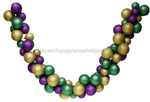 6' Giant Ball Garland Mardi Gras Glitter XG9053LA - DecoExchange