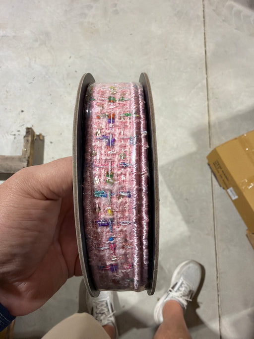 1” x 10yds boucle color splash, pink blue green yellow - DecoExchange®