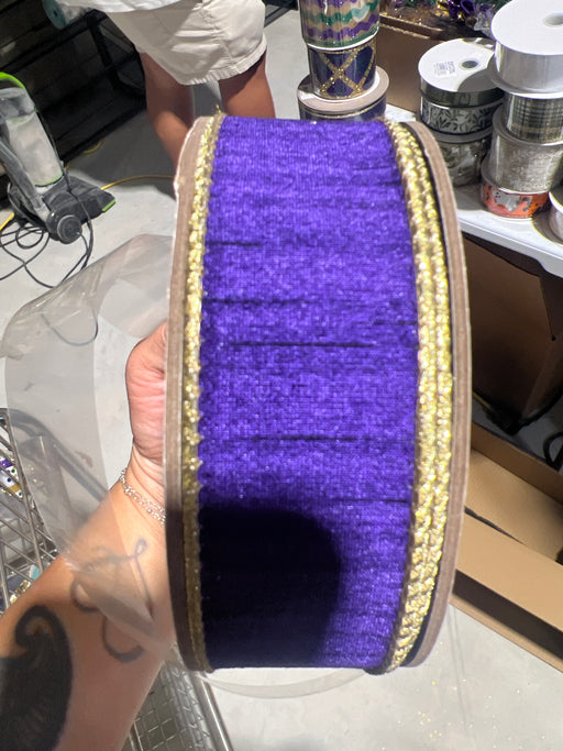 1.5” X 10Yds Slub Dupion Metallic Gold Back, Regal Purple 05-1943 - DecoExchange®