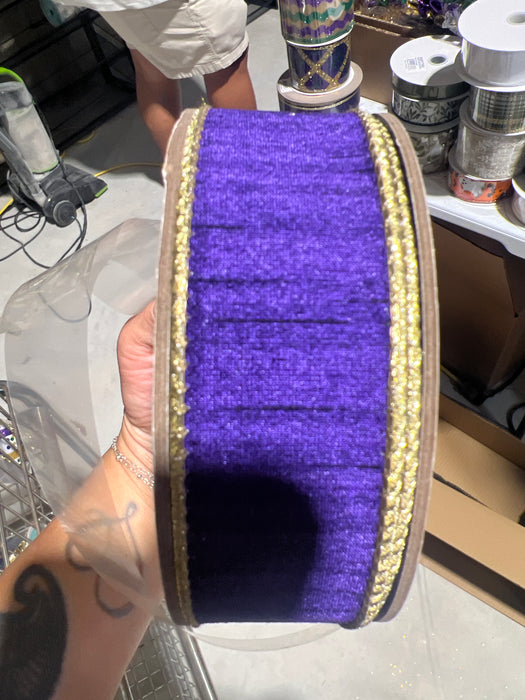 1.5” X 10Yds Slub Dupion Metallic Gold Back, Regal Purple 05-1943 - DecoExchange®