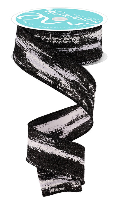 1.5"X10Yd Glitter Paint Strokes White/Black RGH1454L6