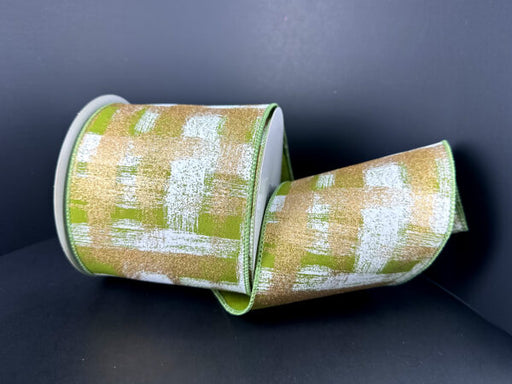 Lime Premium Satin/White-Gold Abstract, 4"X10Y 61607-04-29