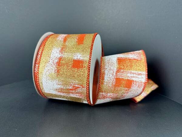 Rust Premium Satin/White-Gold Abstract, 2.5"X10Y 61607-40-31