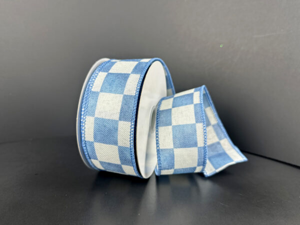 Ivory Linen/Dusty Blue Watercolor Checks, 1.5"X10Y 61622-09-05