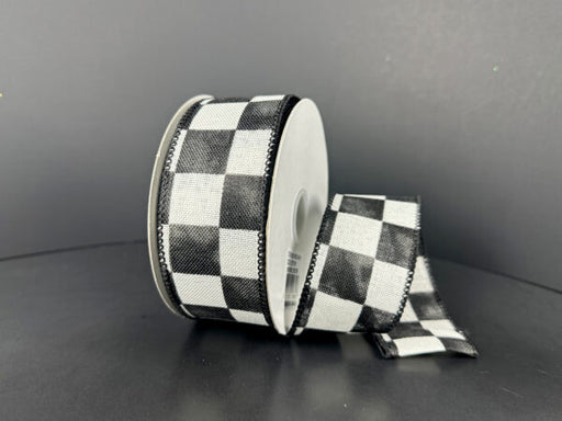 Ivory Linen/Black Watercolor Checks, 1.5"X10Y 61622-09-21