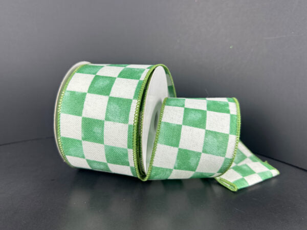 Ivory Linen/Sage Watercolor Checks, 2.5"X10Y 61622-40-06