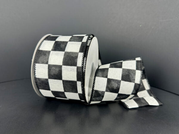 Ivory Linen/Black Watercolor Checks, 2.5"X10Y 61622-40-21