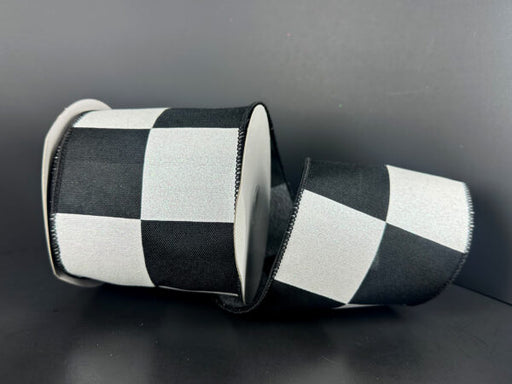 Black Red Linen/White Glitter Gigantic Checks, 4"X10Y 61630-04-21