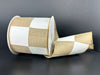 Natural Linen/White Glitter Gigantic Checks, 4"X10Y 61630-04-35