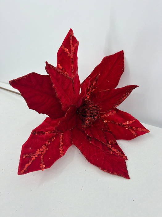 26in Jeweled Velvet Poinsettia-Red IPISB73691