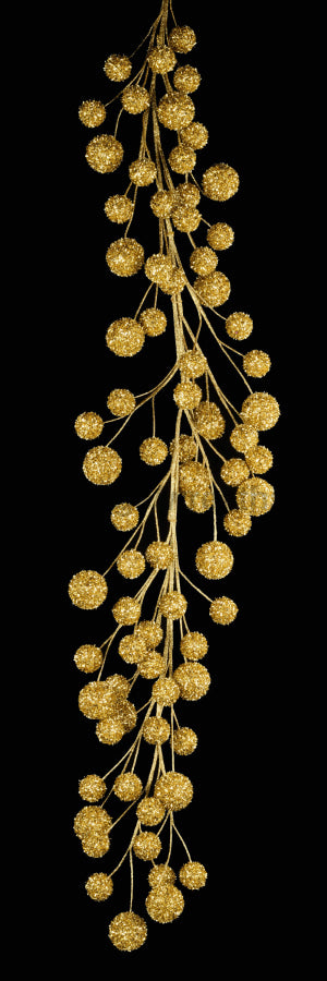 64’’L V-Cut Foil/Glitter Ball Garland Gold Xg674908 Base