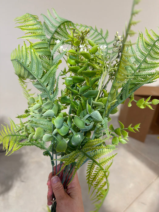 Plastic Fern & Eucalyptus Mix - 7 Stems - Forest Green - 57662 - DecoExchange®