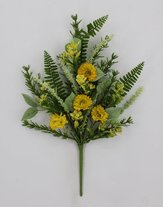 19" Mixed Daisy Fern Bush 65422-YEL