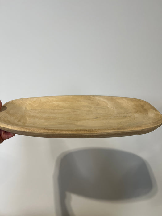 15.75"L Paulownia Rect Oval Tray Natural AW9842 - DecoExchange