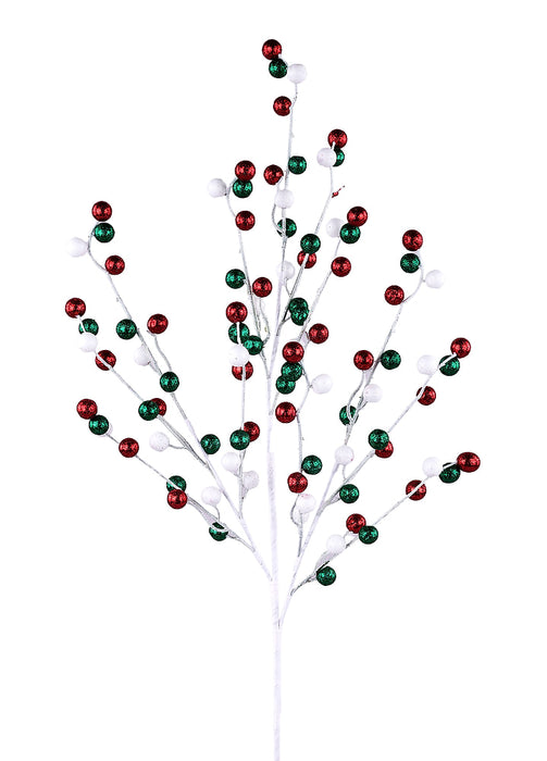 35"L Glitter/Styrofoam Ball Spray Red/White/Emerald Green XS1610F2