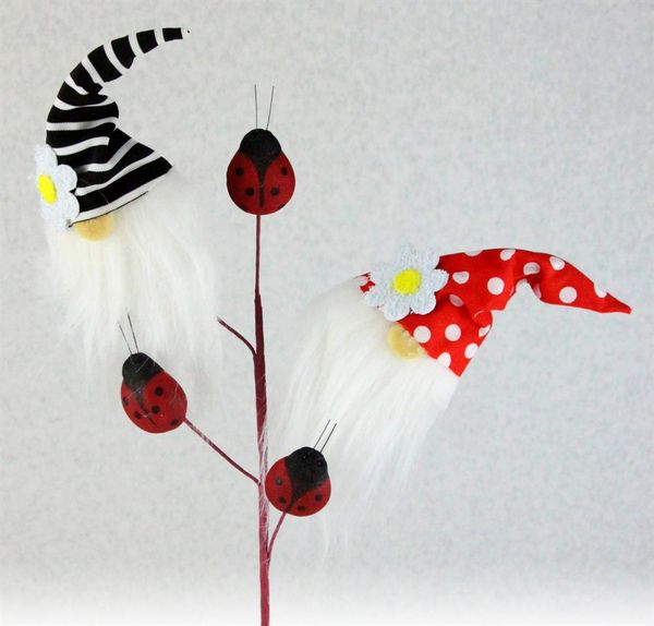28"L FABRIC/STYRO Ladybug Gnome Spray Red/Black/White MN0189