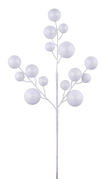 20.5"L Glitter Ball Spray White XS170027