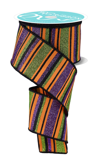 2.5"X10Yd Horizontal Stripe Orange/Lime/Purple/Black RGH129520 - DecoExchange®