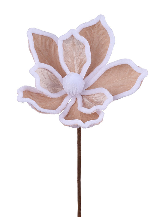 7"DIA Velvet Magnolia Stem, 15"OAL Brown/White XS766764