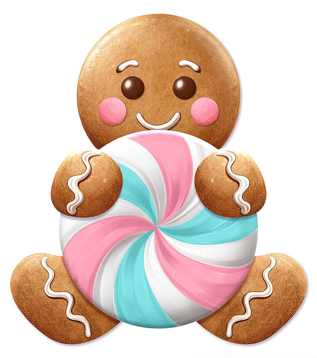12"H X 10.77"L Gingerbread/Candy Sign Pink/Lt Blue/White/Brown MD1769M2