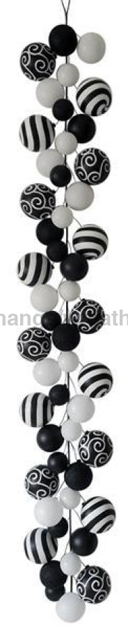 6'L Effortless Ornament Garland Black/White XG9118TX - DecoExchange