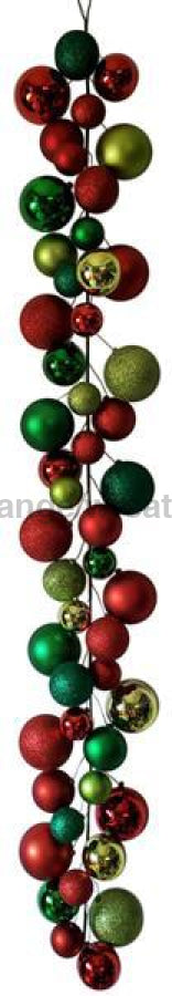 6'L Effortless Ornament Garland Red/Lime Green/Emerald Green XG9111TR - DecoExchange