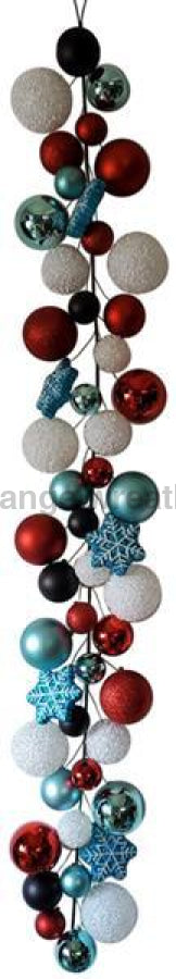 6'L Effortless Snowflake Orn Garland Turquoise/White/Red/Black XG9122Y3 - DecoExchange