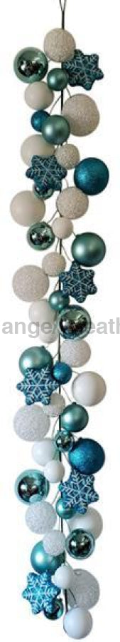 6'L Effortless Snowflake Orn Garland Turquoise/White XG912260 - DecoExchange