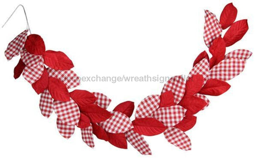 6'L Magnolia Leaf Garland Red/White MY102070 - DecoExchange