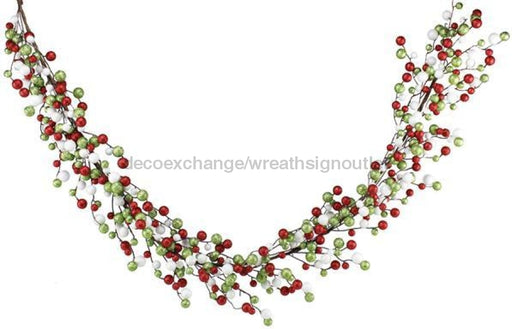 6'L Round Mixed Glitter Ball Garland Red/Lime/White XG669792 - DecoExchange