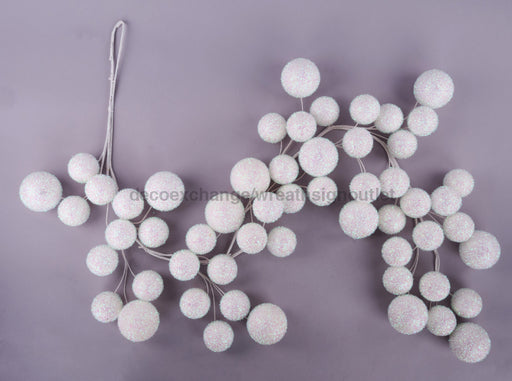 6'L V-Cut Foil/Glitter Ball Garland Iridescent White XG676565 - DecoExchange