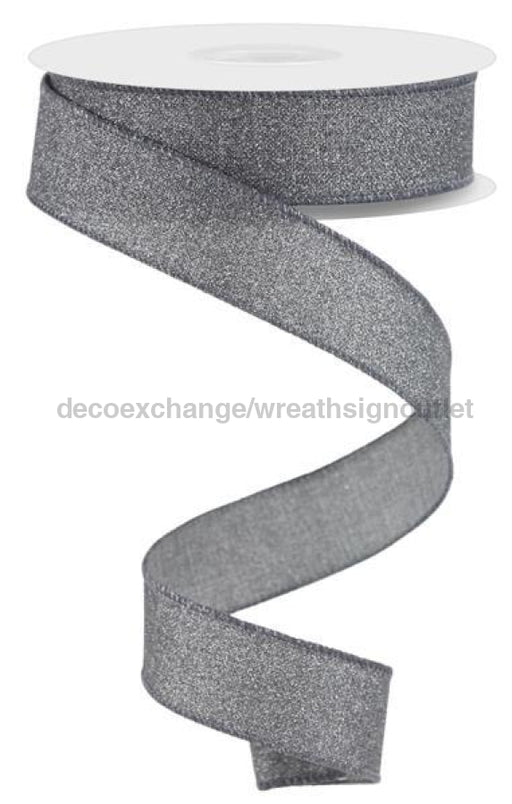 7/8"X10Yd Fine Glitter On Royal Light Grey RGE738010 - DecoExchange®