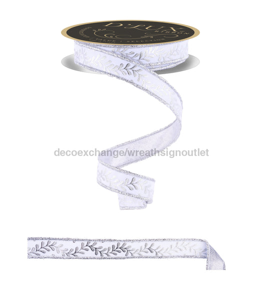 7/8’’X10Yd Foil Leaf Garland/Fused White/Silver LX314027 Ribbon