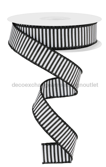 7/8’’X10Yd Horizontal Thin Stripes On Pg White/Black RGC719327 Ribbon