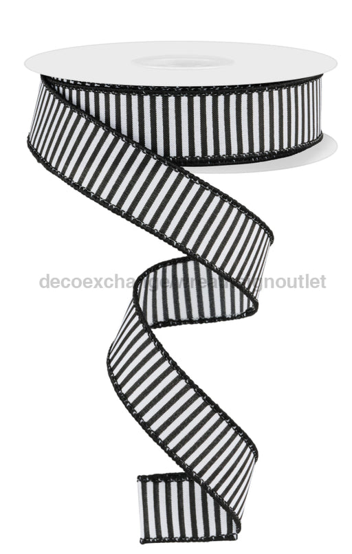 7/8’’X10Yd Horizontal Thin Stripes On Pg White/Black RGC719327 Ribbon